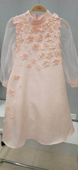 صورة فستان خربزي اكمام تل